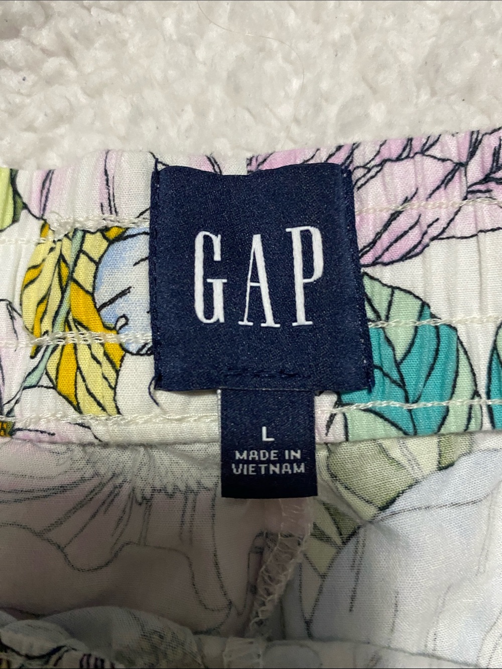 Gap Womens size Lg Floral Cotton Lounge Pants in Pastel Multicolor leafy Print - Picture 2 of 16